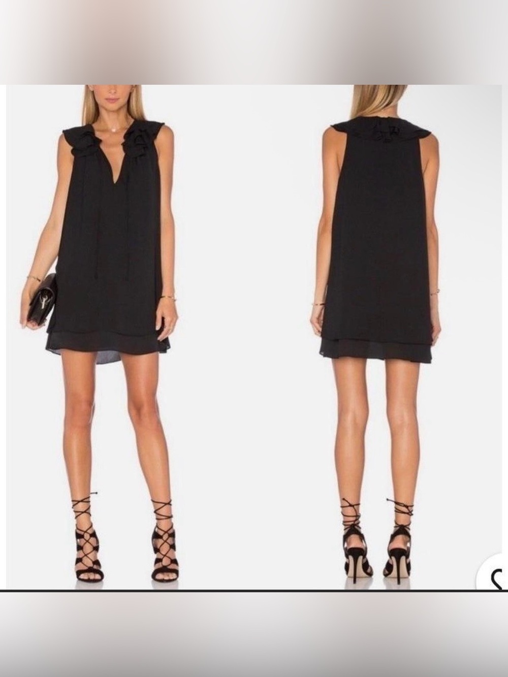 Amanda Uprichard Belle Black Ruffle Dress Size Medium